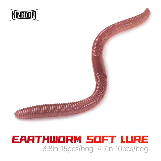 Kingdom Earthworm Soft Lure in a realistic worm design, perfect for fishing. Available in two sizes.