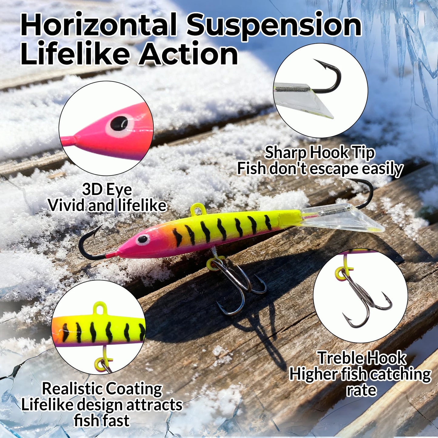 9KM Premium Ice Fishing Jig & Lure Kit (20-28pcs) – Glow Jigs for Panfish & Crappie