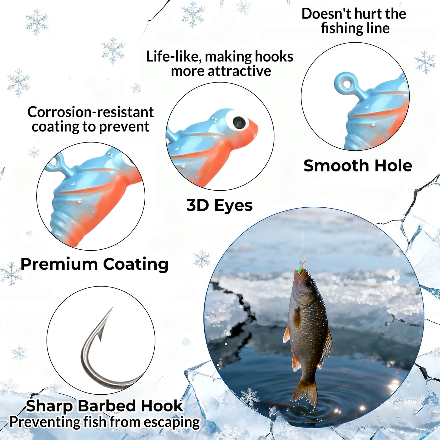 9KM Premium Ice Fishing Jig & Lure Kit (20-28pcs) – Glow Jigs for Panfish & Crappie