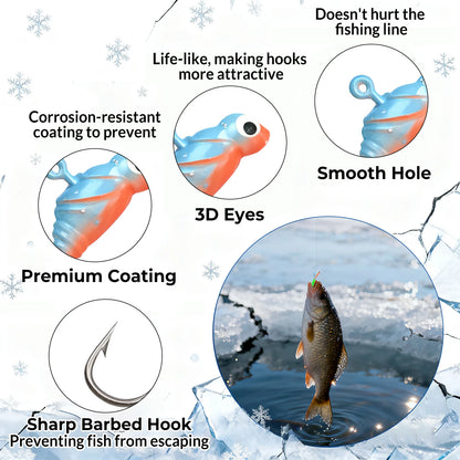 9KM Premium Ice Fishing Jig & Lure Kit (20-28pcs) – Glow Jigs for Panfish & Crappie