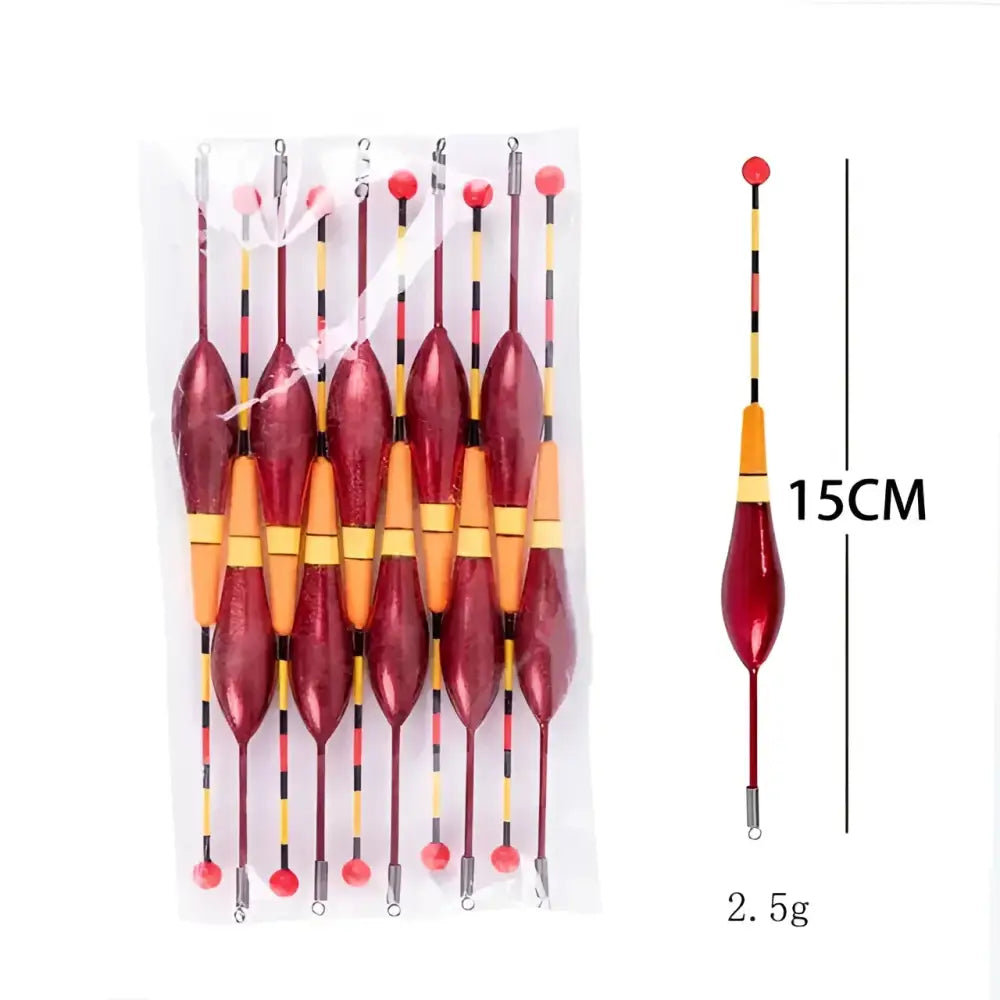 Set of affordable fishing bobbers in red and yellow, 15CM long, ideal for all fishing enthusiasts