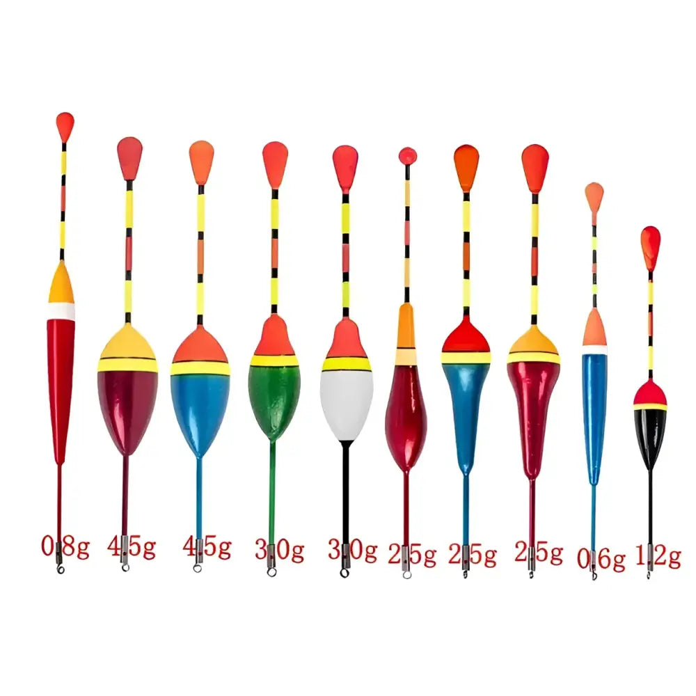Variety of colorful affordable fishing bobbers in different weights for all fishing needs