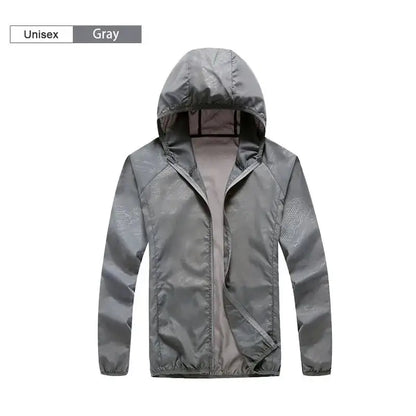 Unisex gray affordable rain gear jacket featuring a lightweight design for fishermen