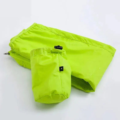 Compact and lightweight affordable rain gear in bright green for fishing enthusiasts