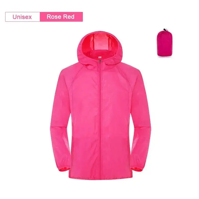 Unisex Rose Red Lightweight Jacket as affordable rain gear for fishing and outdoor activities