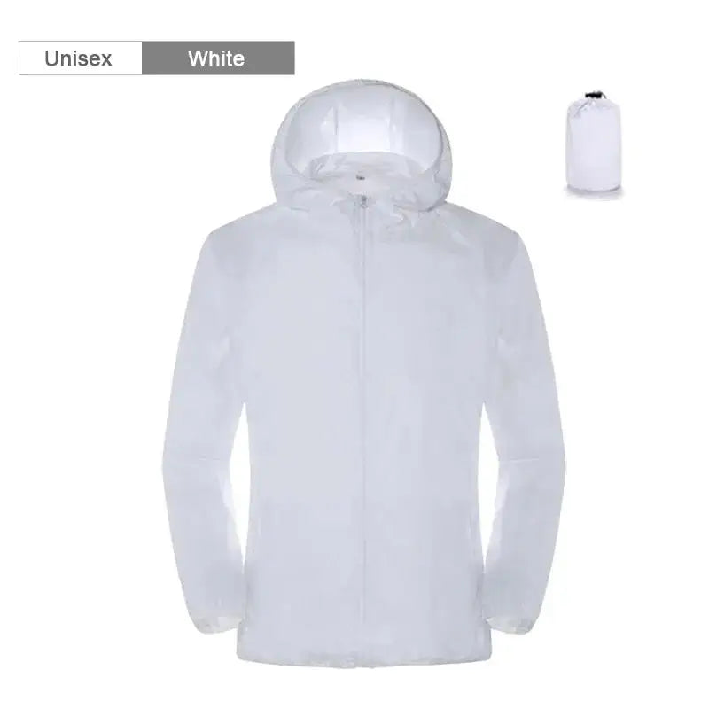 Lightweight Unisex White Rain Jacket from The Fishing Gear Shop, perfect affordable rain gear for outdoor activities
