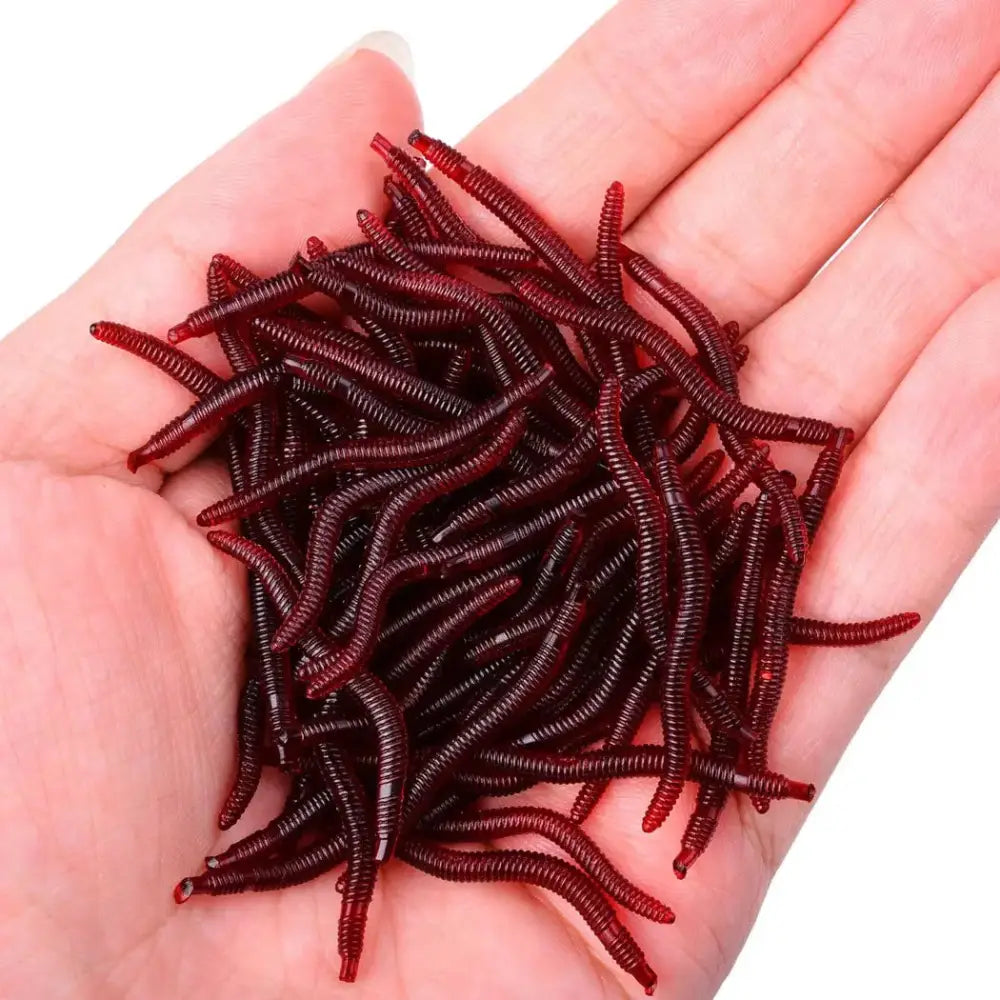 Handful of artificial earthworms for fishing, perfect bait for attracting various fish species
