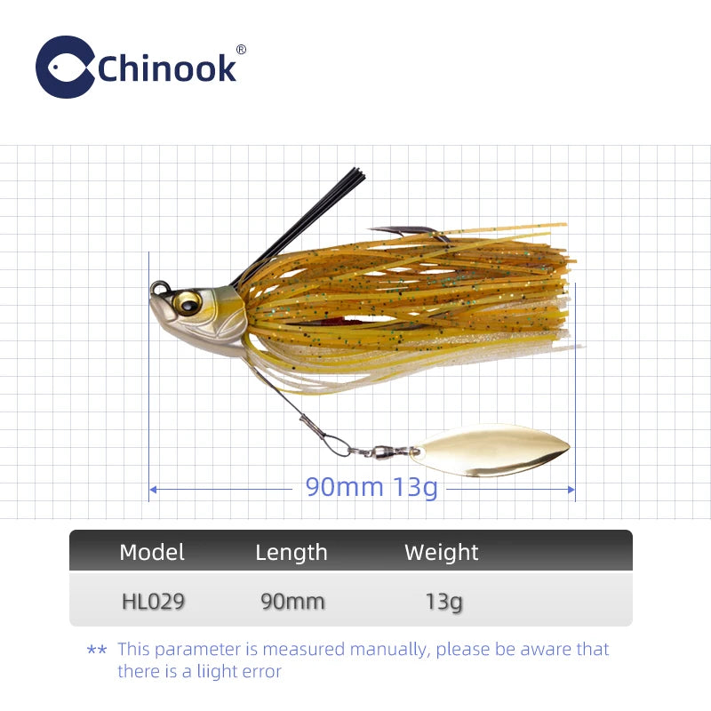 Chinook HL029 13g metal jigs for fishing with a vibrant design and spinning blade for enhanced attraction