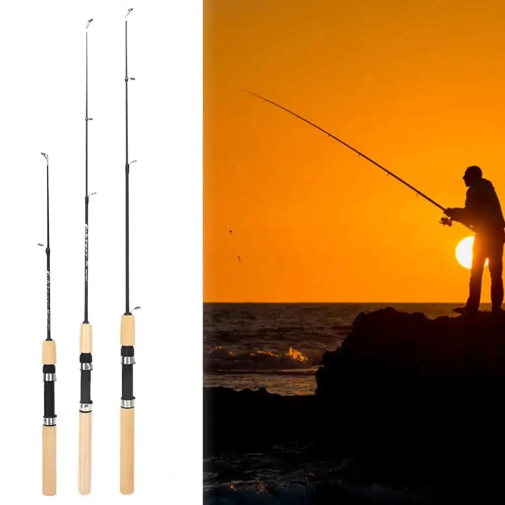 Compact telescopic ice fishing rod designed for portability and ease of use on icy waters