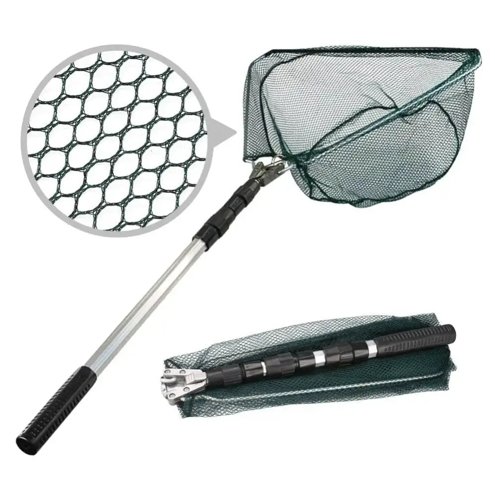 Durable landing nets for anglers featuring a telescopic handle and lightweight mesh design