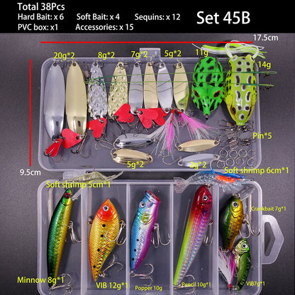38-piece best fishing lure kit online with various lures and accessories for successful fishing