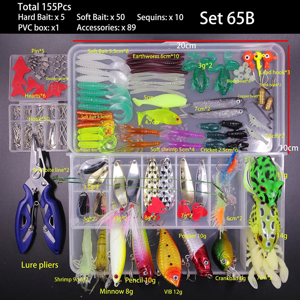 Best fishing lure kit online with 155 pieces including various baits and fishing accessories