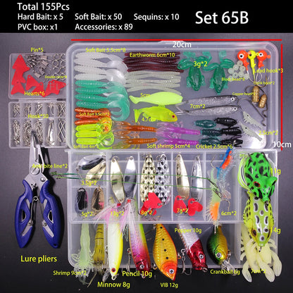 Best fishing lure kit online with 155 pieces including various baits and fishing accessories