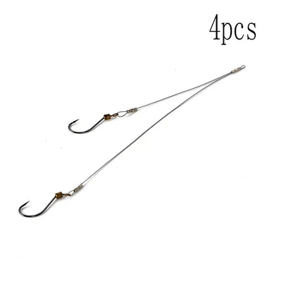 Set of 4 double hook rigs for fishing with durable wire and twin hooks for enhanced catch rates