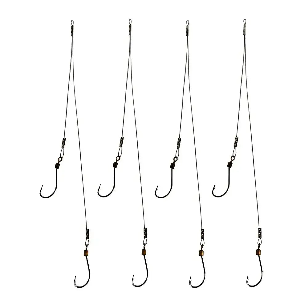 Set of five double hook rigs for fishing designed for effective bait presentation