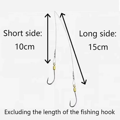 Double hook rigs for fishing showing short side 10cm and long side 15cm, ideal for anglers