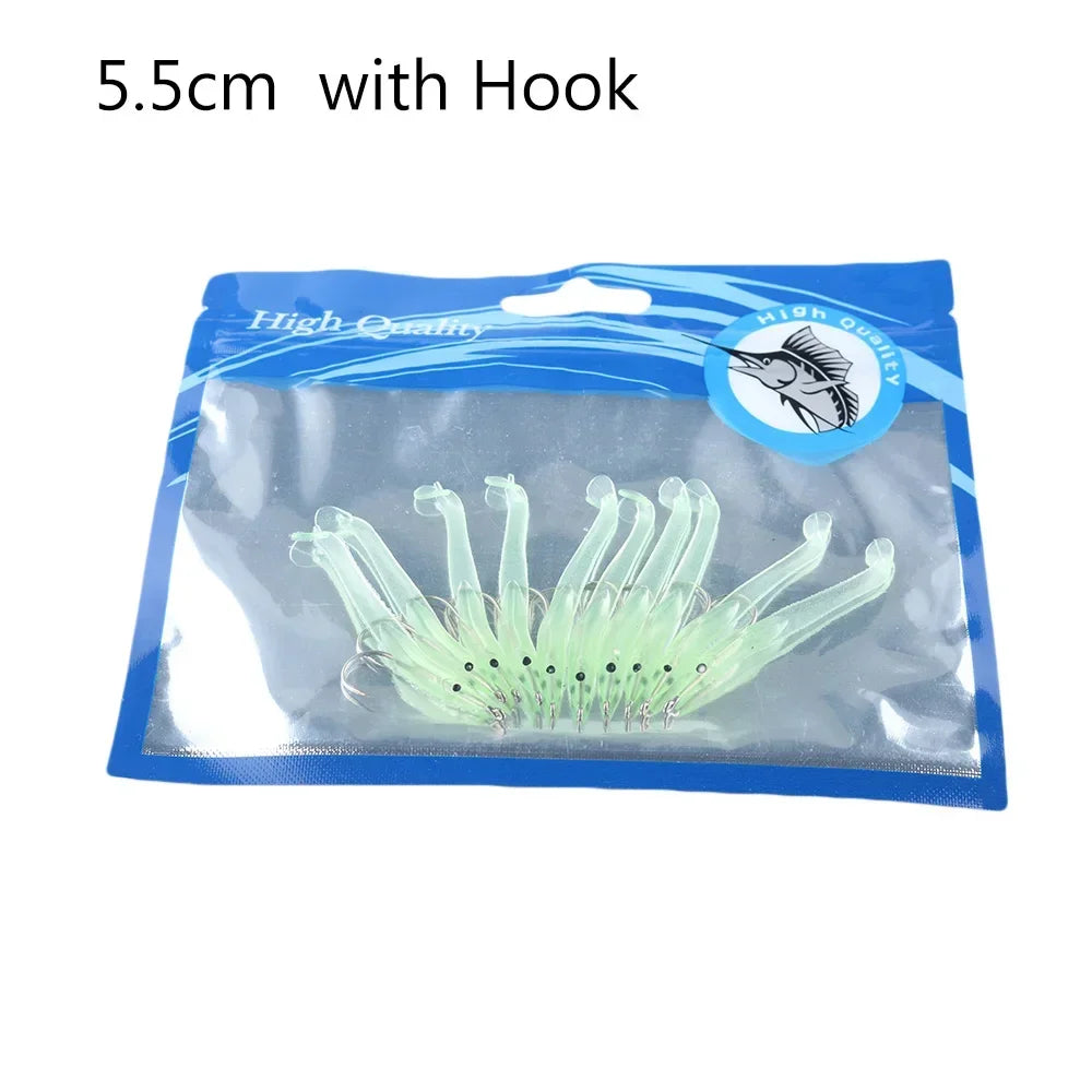 10 piece fishing lures in a clear package featuring 5.5cm lures with hooks for effective fishing