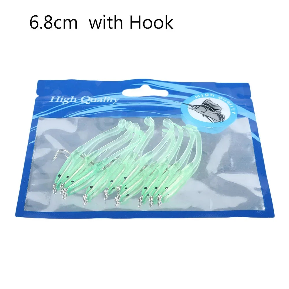 10 piece fishing lures in a blue package, featuring 6.8 cm lures with hooks for effective fishing