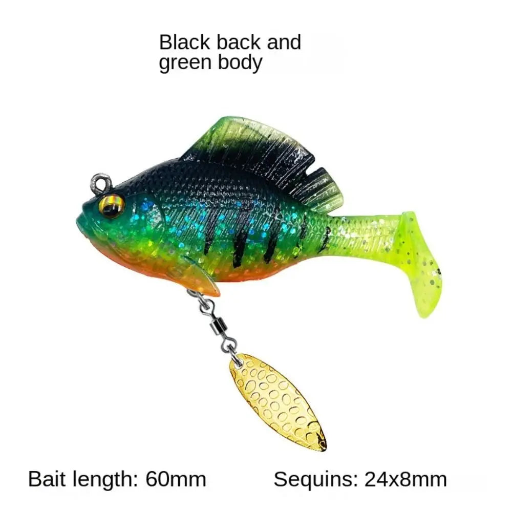 Dark sleeper fishing lures with black back and green body, 60mm bait length for effective fishing.