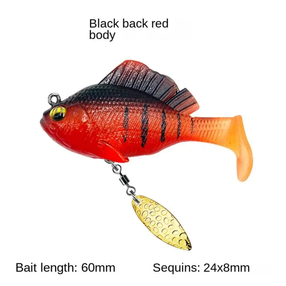 Dark sleeper fishing lures in black back and red body design, 60mm bait length for effective fishing