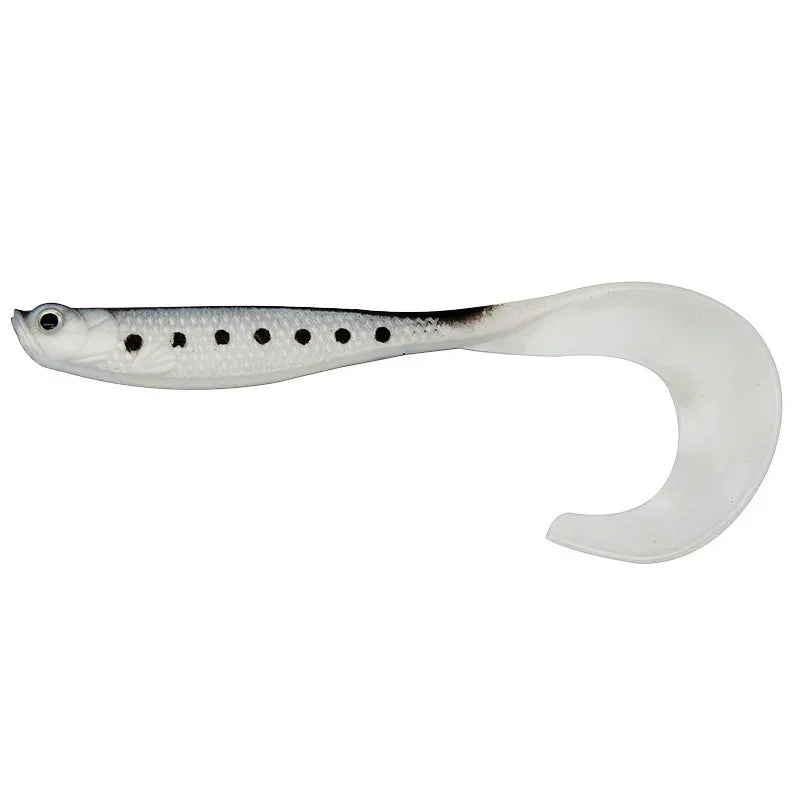 White T-tail fishing lure designed for attracting various fish species during your fishing trips