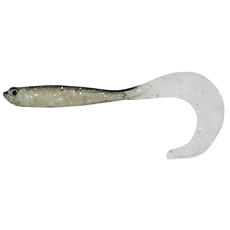 T-tail fishing lures in silver color with a sparkly design for attracting a variety of fish