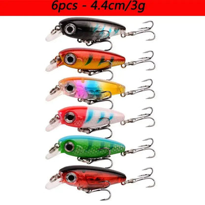 Slow minnow lures set including six colorful 4.4cm lures perfect for fishing enthusiasts