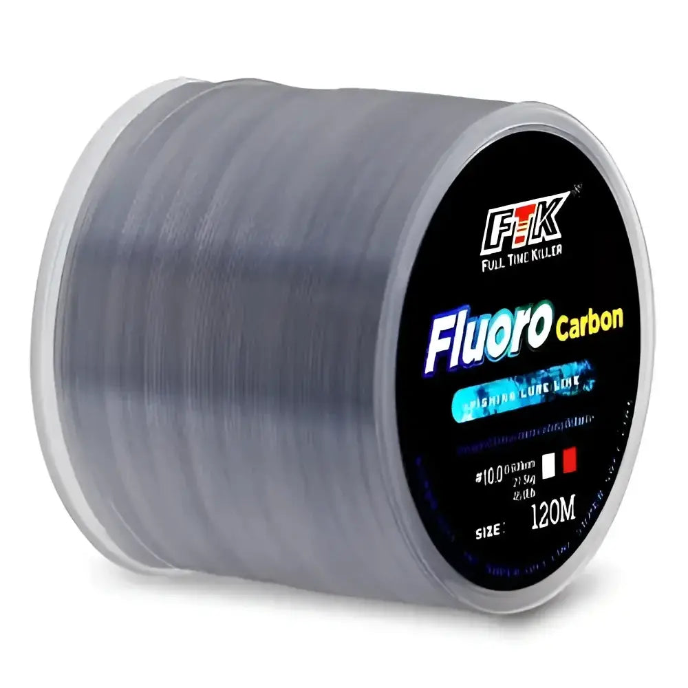 High-performance fluorocarbon fishing line on a spool for effective fishing applications