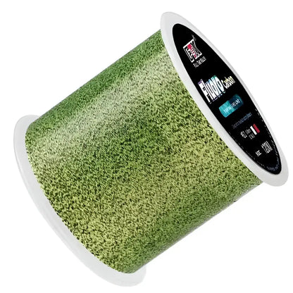 High-performance fluorocarbon fishing line in green color, perfect for stealthy fishing applications