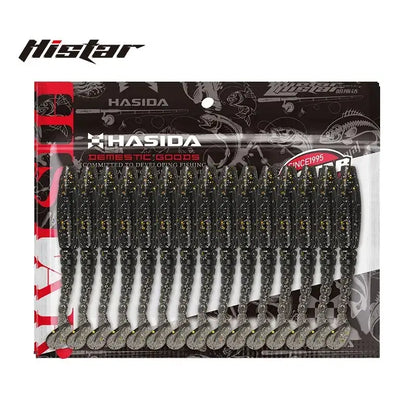 Histar long T Tail Soft Plastic Worms in Black Color for Effective Fishing Lures