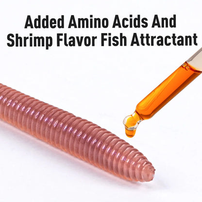 Kingdom Earthworm Soft Lure with added amino acids and shrimp flavor fish attractant for effective fishing