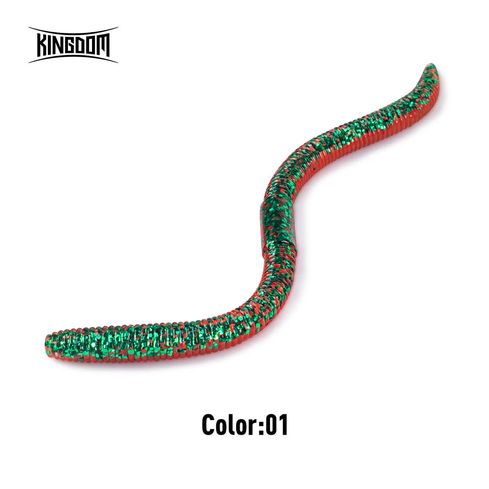 Kingdom Earthworm Soft Lure in Red and Green Color 01 for effective fishing