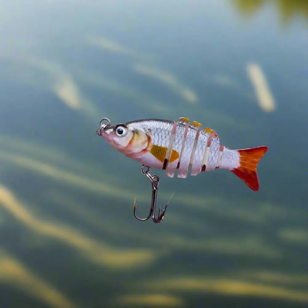 Lifelike multi jointed fishing bait designed to attract fish with realistic movement and colors
