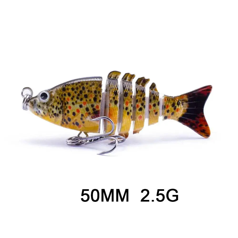 Lifelike multi jointed fishing bait in 50mm size, designed for effective fish attraction