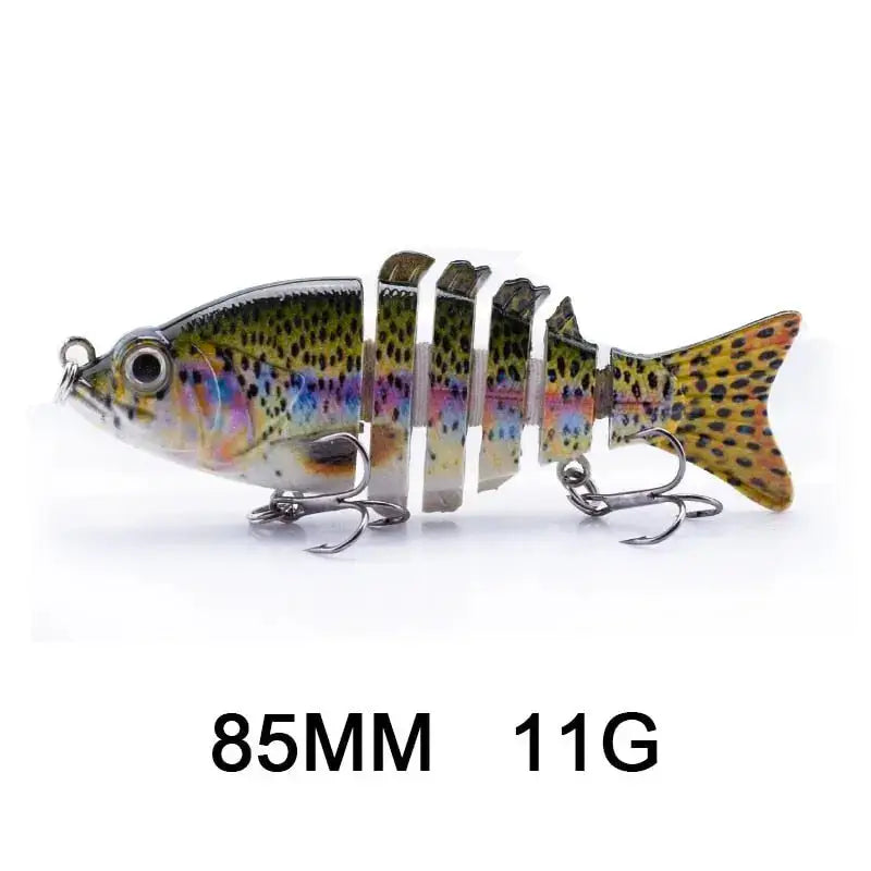 Lifelike multi jointed fishing bait designed for attracting freshwater fish with realistic movement