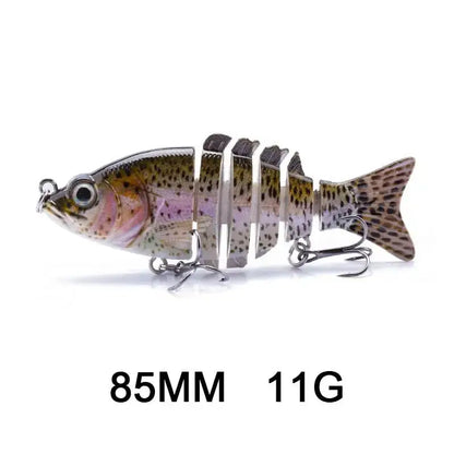 Lifelike multi jointed fishing bait designed to attract various fish species for effective fishing