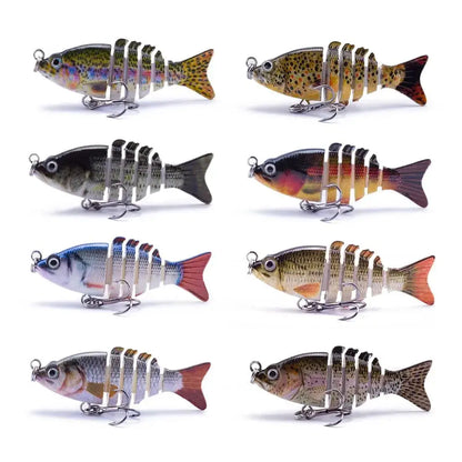 Lifelike multi jointed fishing bait set with eight realistic designs for effective fishing