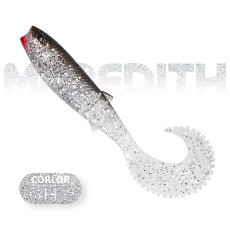 Meredith Cannibal Curved Tail Lure in Silver with Sparkles for Attracting Fish