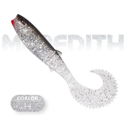 Meredith Cannibal Curved Tail Lure in Silver with Sparkles for Attracting Fish