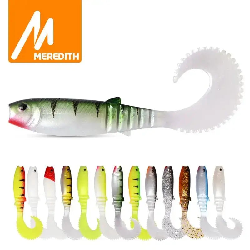 Meredith Cannibal Curved Tail Lure in various colors for effective fishing and attracting fish