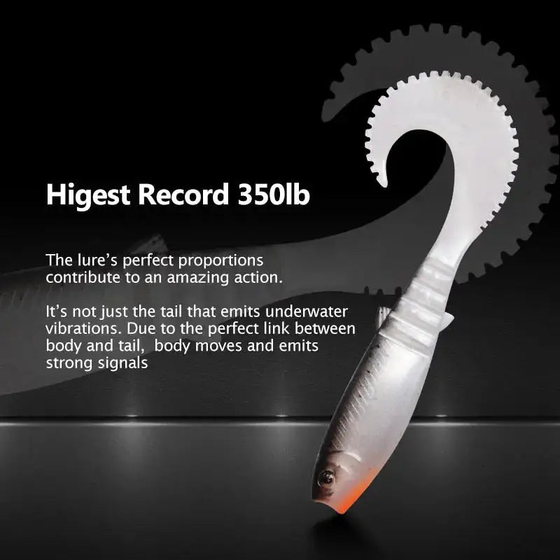 Meredith Cannibal Curved Tail Lure designed for optimal underwater vibrations and strong signals.