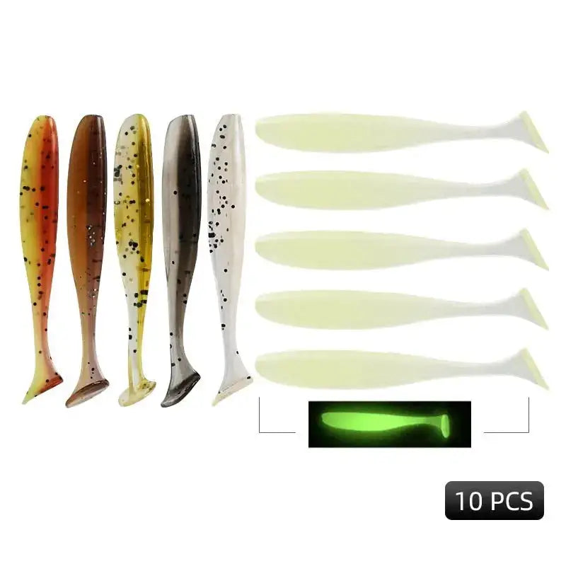 Set of 10 Meredith Easy Shiner lures in various colors for effective fishing