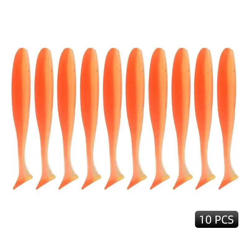 Set of 10 Meredith Easy Shiner lures in vibrant orange color for effective fishing