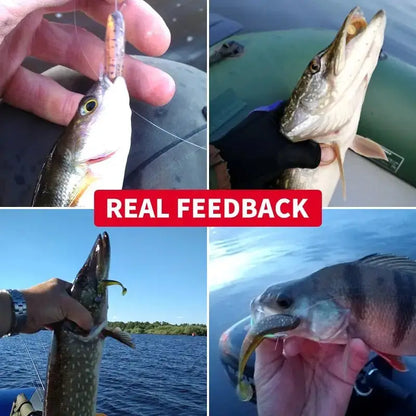 Meredith Easy Shiner lures demonstrated with successful catches in various fishing settings