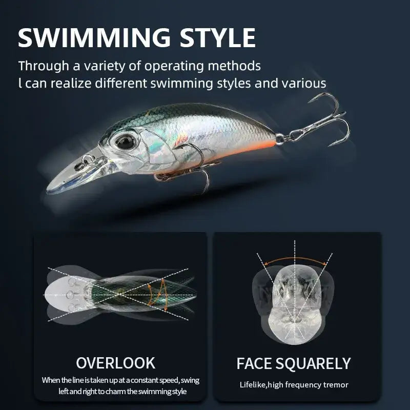 Meredith M65 Crankbait fishing lure with different swimming styles for effective fishing