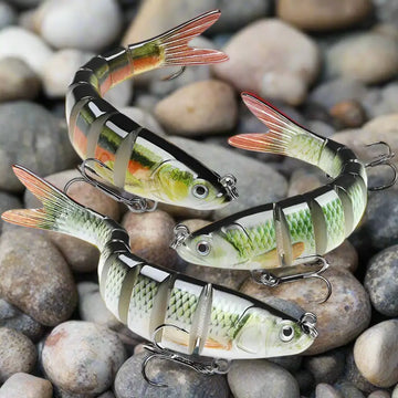 Realistic Multi-Jointed Swimbaits 5-Pack | 8-Segment Body for Fluid S-Swimming | 3D Eyes & Natural Patterns