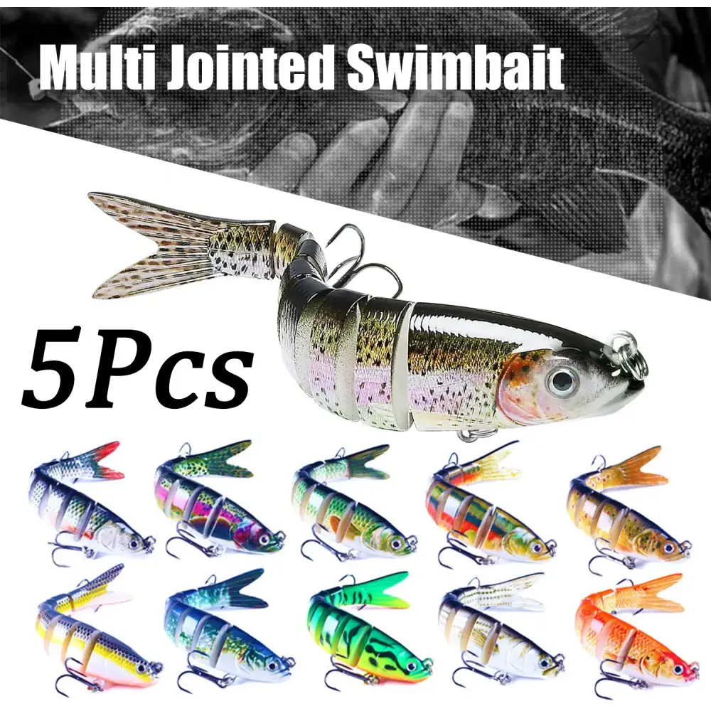 Set of 5 multi-jointed fishing lures designed for effective baiting in freshwater fishing