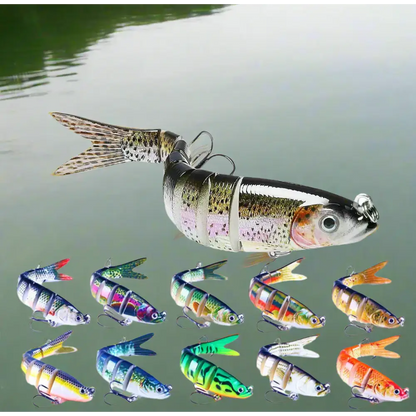 Multi jointed rainbow lure with realistic design for effective fishing in freshwater and saltwater