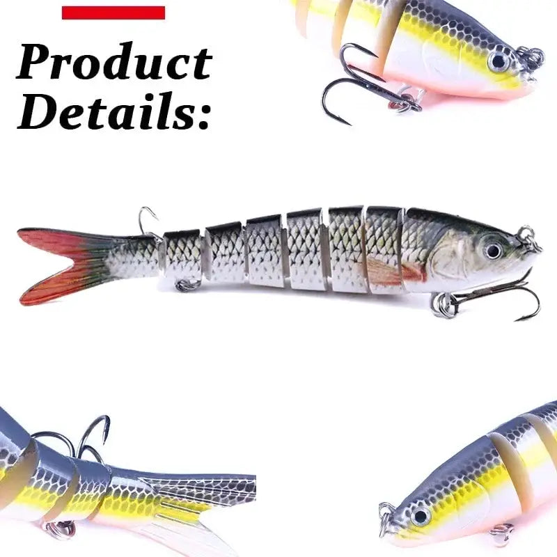 Multi jointed rainbow lure ideal for attracting various fish species with its realistic design