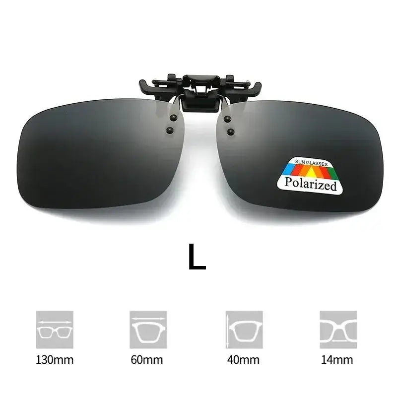 Polarized clip-on sunglasses designed for enhancing visibility while fishing outdoors